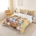 thumbnail image 3 of Erosebridal Cartoon Bunny Rabbit Kids Queen Duvet Cover Set,Colorful Easter Egg Pink Floral Bedding For Girls Reversible 3-Piece,No Comforter, 3 of 6