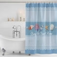 thumbnail image 3 of Coastal Blue Striped Shower Curtain, Waterproof Shower Curtains for Bathroom, Ocean Sea Summer Starfish Coral Shells Washable Fabric Bathtub Curtain Set Bath Decor with 12 Hooks Long 72"x84", 3 of 8