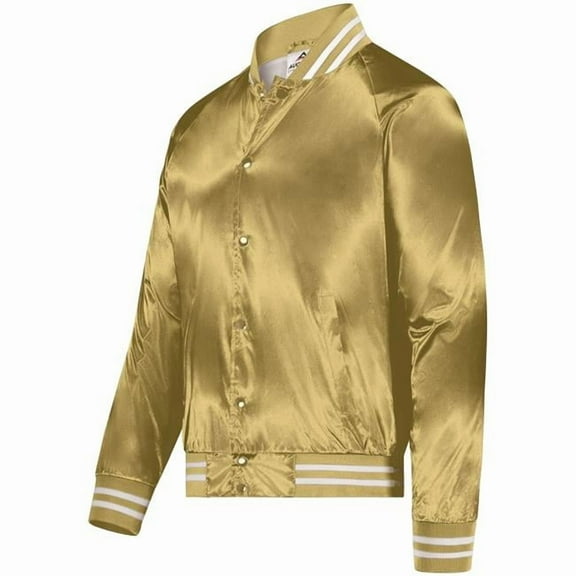 Unisex Striped Trim Satin Baseball Jacket