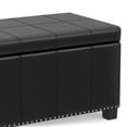 thumbnail image 4 of Simpli Home Amelia 34" Transitional Rectangle Ottoman Bench in Black Faux Leather, 4 of 14