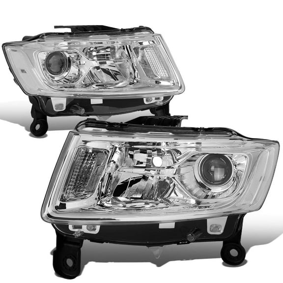 DNA Motoring For 14-16 Jeep Grand Cherokee Chrome Clear Corner Projector Headlight Lamp Pair