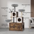 thumbnail image 3 of Modern Cat Tree Tower with Hidden Litter Box Enclosure, Multi-Level Wooden Cat Furniture – Sisal Scratching Posts, Soft Perch, Condo – Stylish Catnip Toy for Indoor Cats, 3 of 5