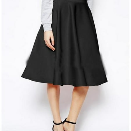 Knee Length Velvet Skirt - Women's Pleated High Waist Knee Length Solid A Line Midi Skirt