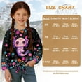 thumbnail image 7 of Xixirimido Axolotl Vibrant Flowers Print Girls Long Sleeve Shirt Kids Crewneck T-Shirts Trendy 3D Graphic Tie-hem Cute Tees for Fall Winter, Size 11-12, 7 of 7