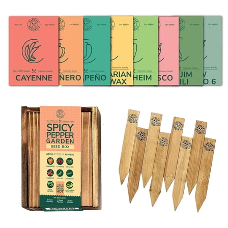 Garden Republic Spicy Pepper Garden Seed Box, Includes 8 Chili Varieties
