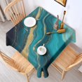 thumbnail image 2 of Teal Gold Wave Marble Pattern Square Tablecloth,Waterproof Square Table Cover,Wipeable Spillproof Washable Table Cover for Home Kitchen Party Decor 42"X42"(107x107cm), 2 of 6