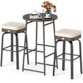 thumbnail image 2 of Costway 3 PCS Outdoor Swivel Bar Set with 2 Chairs, Tempered Glass Top, Soft Cushions, 2 of 10