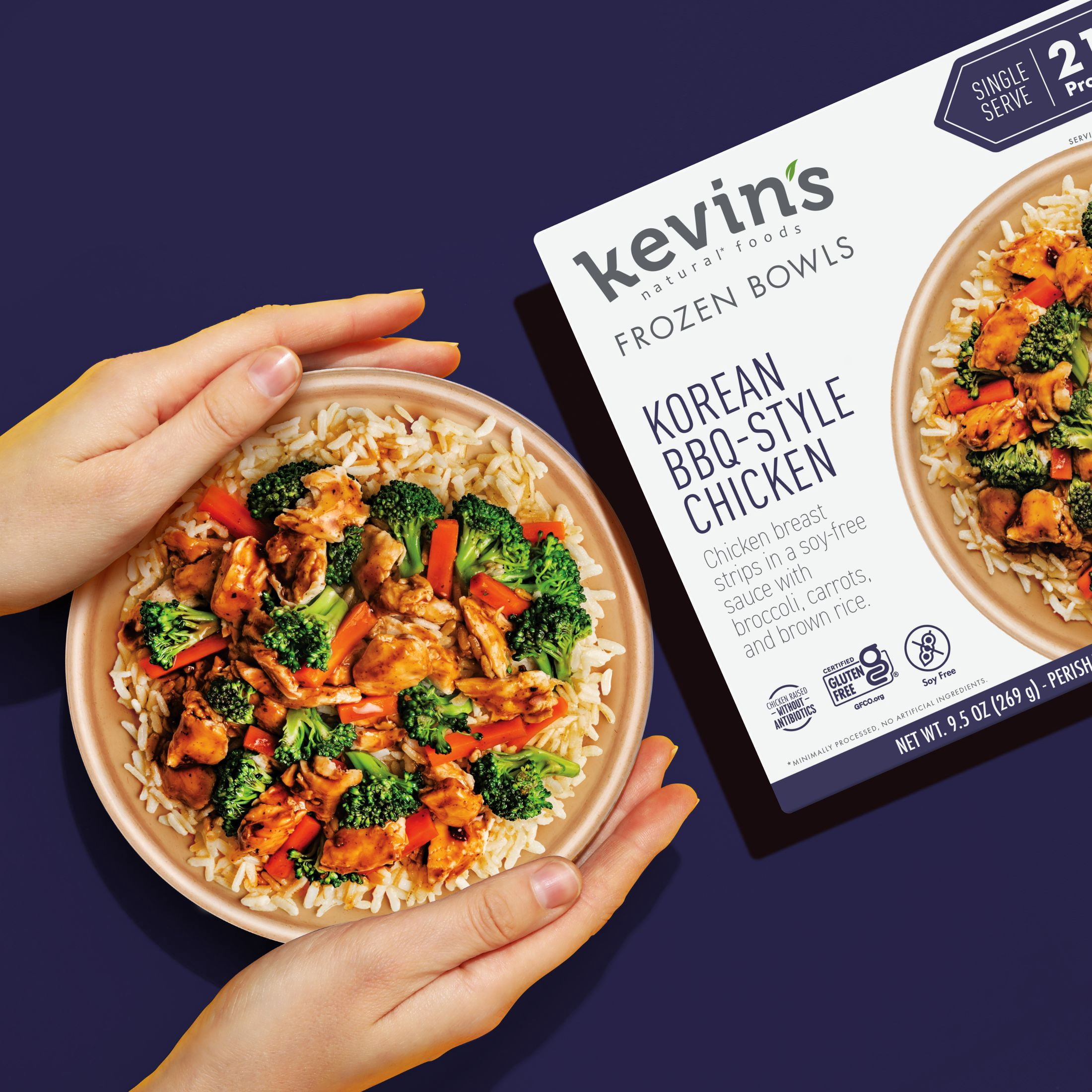 Kevin's Natural Foods Korean BBQ-Style Chicken, Frozen, 9.5 oz Bowl