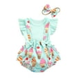 thumbnail image 1 of Gupgi Newborn Baby Girl Clothes Ruffle T-shirt Ice Cream Print Strap Shorts, 1 of 9