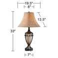 thumbnail image 7 of Franklin Iron Works Cardiff Rustic Table Lamp 33" Tall Brushed Iron with Table Top Dimmer Nightlight Beige Fabric Shade for Bedroom Living Room Office, 7 of 7