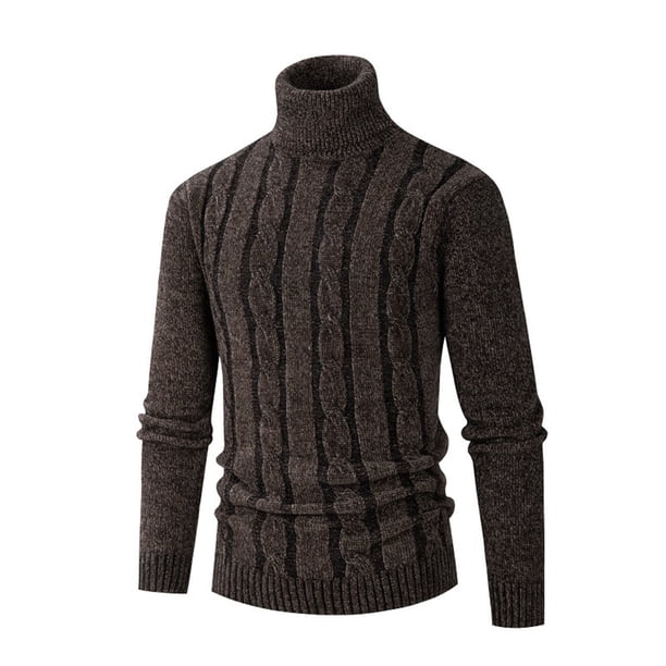 pstuiky hombres de manga larga, Suéter de punto de manga larga con cuello alto y moda informal para hombre Tops casuales para hombres l