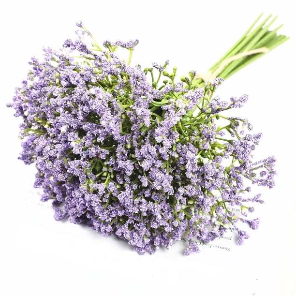 Xiao Hua Planta artificial, 16 tallos/ramo, flores artificiales de cielo estrellado, para decoración, ramo de cielo estrellado simulado, para arreglos florales, color violeta claro, 1 manojo