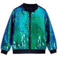 thumbnail image 2 of Xdegoge Boys Girls Sparkly Sequin Jacket Long Sleeve Zipper Bomber Outerwear Shiny Glitter Party Ribbed Collar Cuffs Dance Performance Holiday Casual Coat, 2 of 5