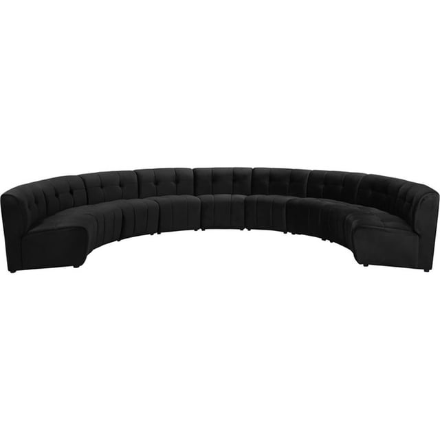 Meridian Furniture Sectionnel Modulaire 9 Pcs en Velours Noir Limitless