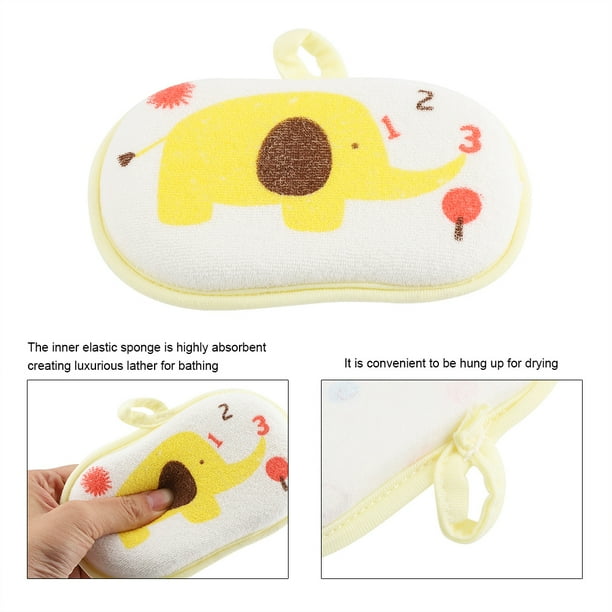Esponja de Baño Para Bebé de Primera, Accesorio de Ducha Con Estampado de Elefante Altamete absorbente Con Prácico Colgante para Srar, Feliz Hora del Baño
