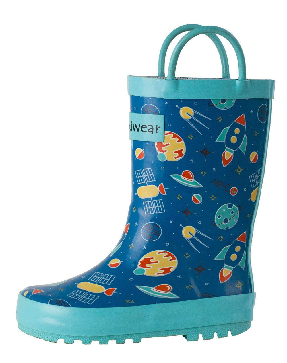 OAKI Girls Rubber Rain Boots Easy-on Handles 