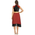 thumbnail image 2 of Alvivi Women's Praise Worship Dance Dress Asymmetrical Hem Chiffon Liturgical Lyrical Dance Costume Red&Black M, 2 of 6