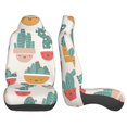 thumbnail image 4 of XMXT 2Pcs Car Seat Cover Decor Protector, Smiling Cactus Print Front Seat Covers for Cars SUVs, Universal Fit, 4 of 9
