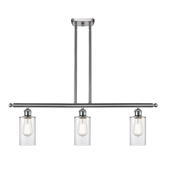 516-3I-SN-G802 Innovations Lighting Clymer - 3 Light Island In Art Deco Style-12 Inches Tall and 36 Inches Wide-Brushed Satin Nickel Finish-Clear
