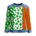thumbnail image 5 of LEKWK St Patricks Day Shirt Women Horizontal Striped Clover Novelty Tops Raglan Sleeve Graphic Tees Waffle-Knit Holiday Clothing, 5 of 5