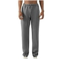 thumbnail image 1 of Pantalones largos para hombre, con cintura elástica, color liso, con cordón y bolsillos, de poliéster., 1 of 4
