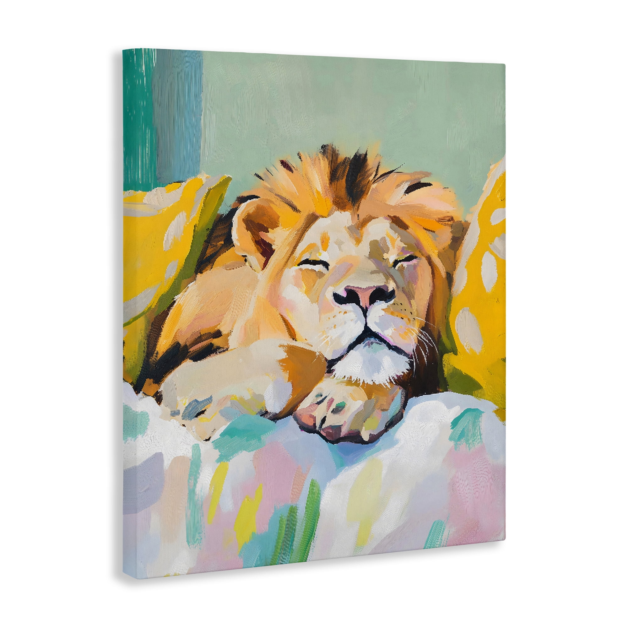 Stupell Industries Sleeping Lion on Pastel Pillows Canvas Wall Art, design by The Prints Vibe