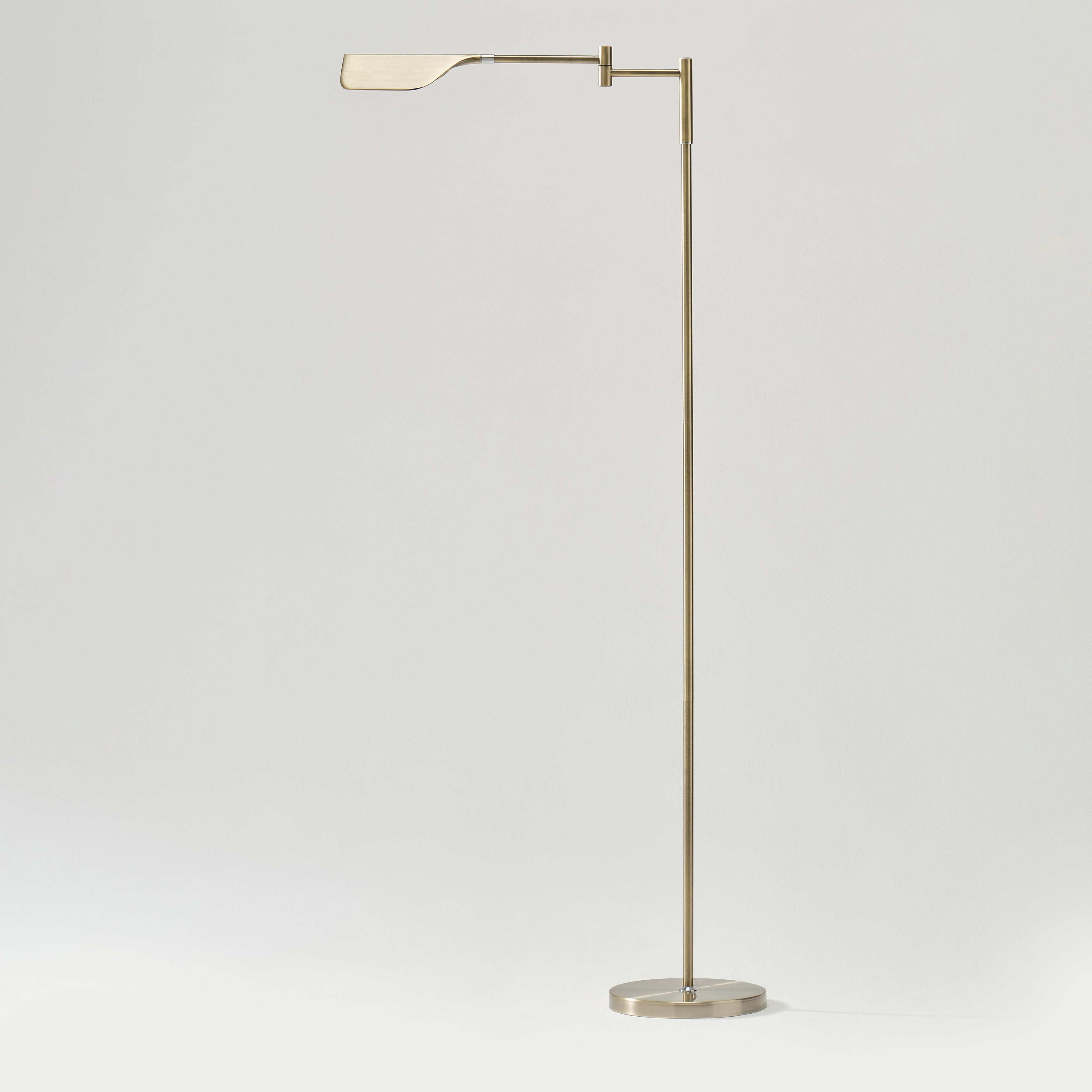 Brightech Leaf LED Floor Lamp, Pharmacy LED Floor Lamp for Living Rooms & Offices, Adjustable Standing Lamp for Bedroom Reading, Tall Lamp For Sewing & Craftwork - Brass, Gold