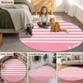 thumbnail image 5 of Round Area Rugs Collection 3 Ft, Pink Anchor Non-Slip Residential Carpet, Modern Nautical White Geometric Stripes Indoor Crawling Mats Doormat Runner Rugs Play Mat for Bedroom, 5 of 8