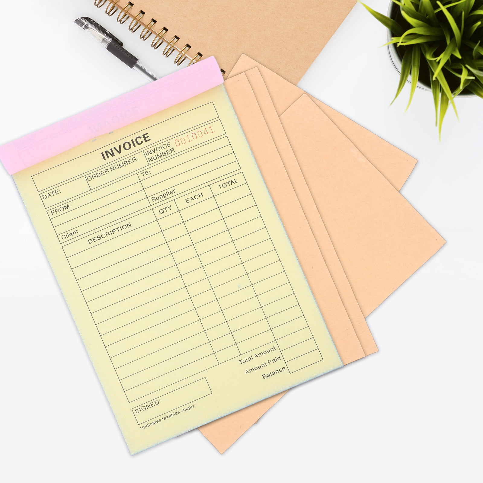 SKISUNO 5Pcs Compact Invoice Book for Small Business with Builtin Portable Writing Board