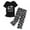 A-Black291, variant on Sloth Letter Print Pajama Set for Women Short Sleeve Crewneck Capri Sleepwear Set Soft Casual Relaxing Pajama Sets