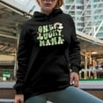 thumbnail image 2 of One Lucky Mama, Retro Groovy Wavy Text St. Patrick's Day Art Merch Gift, Black Hooded Sweatshirt or Hoodie, 3XL, 2 of 5