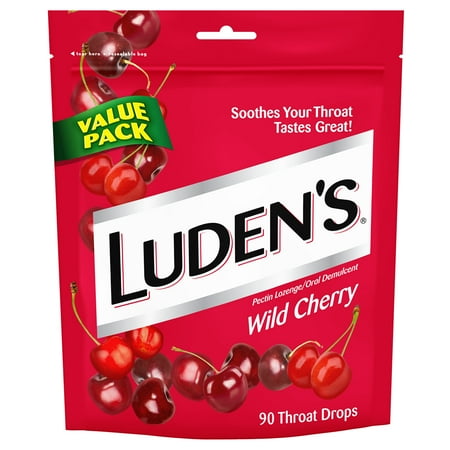 Luden's Wild Cherry Throat Drops, Deliciously Soothing, 90 Drops, 1 (Best Throat Lozenges Uk)