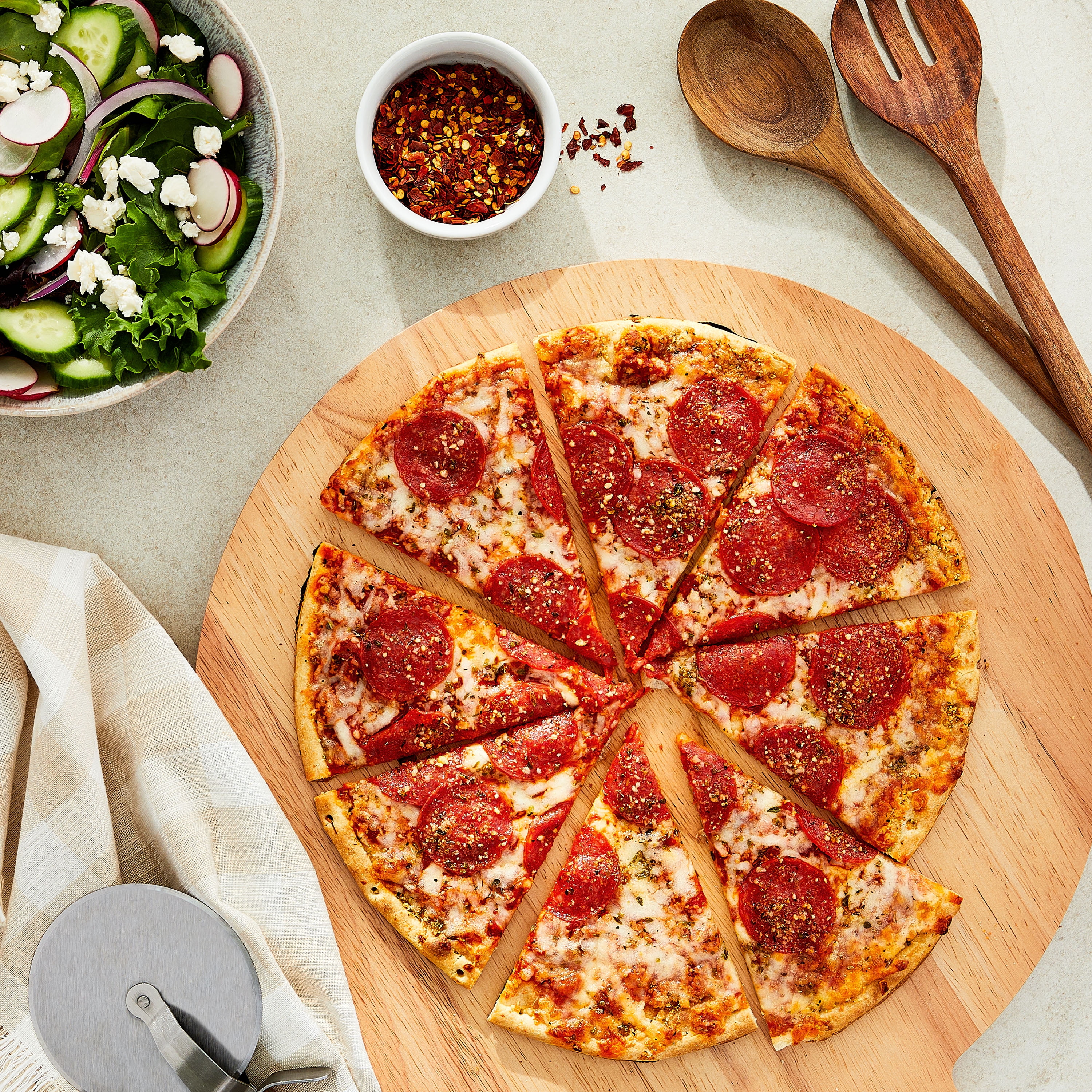 Great Value Thin Crust Pepperoni Frozen Pizza, 16.4 oz (Frozen)