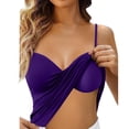 thumbnail image 3 of Built in Bra Tank Tops for Women No Underwire Workout Sports Padded Shirts Spaghetti Strap V Neck Camisole Tops ,S,Dark Purple, 3 of 8