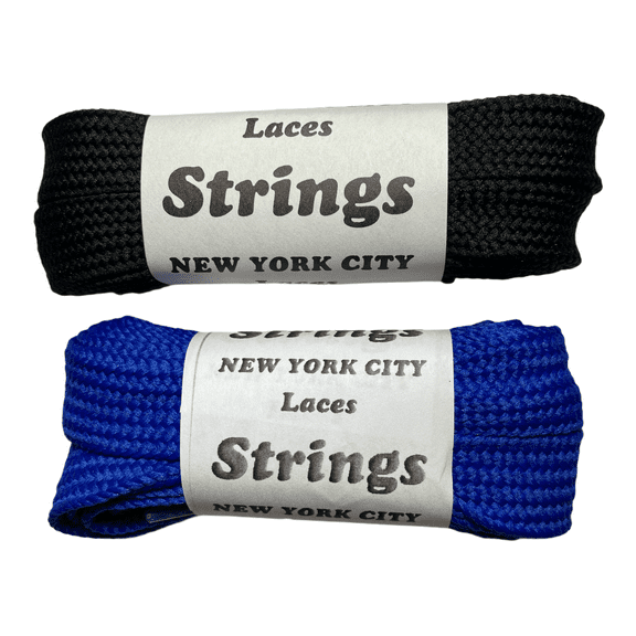 Wide 3/4 inch Shoe Laces Authentic 45" Length Black and Royal Blue STRINGS Shoe Lace Co