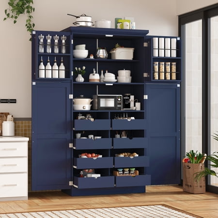 [assembly Video, for Dining Room/Kitchen, Manual Color Blue Assembly, Customizable Storage, Bottom Storage Shelf