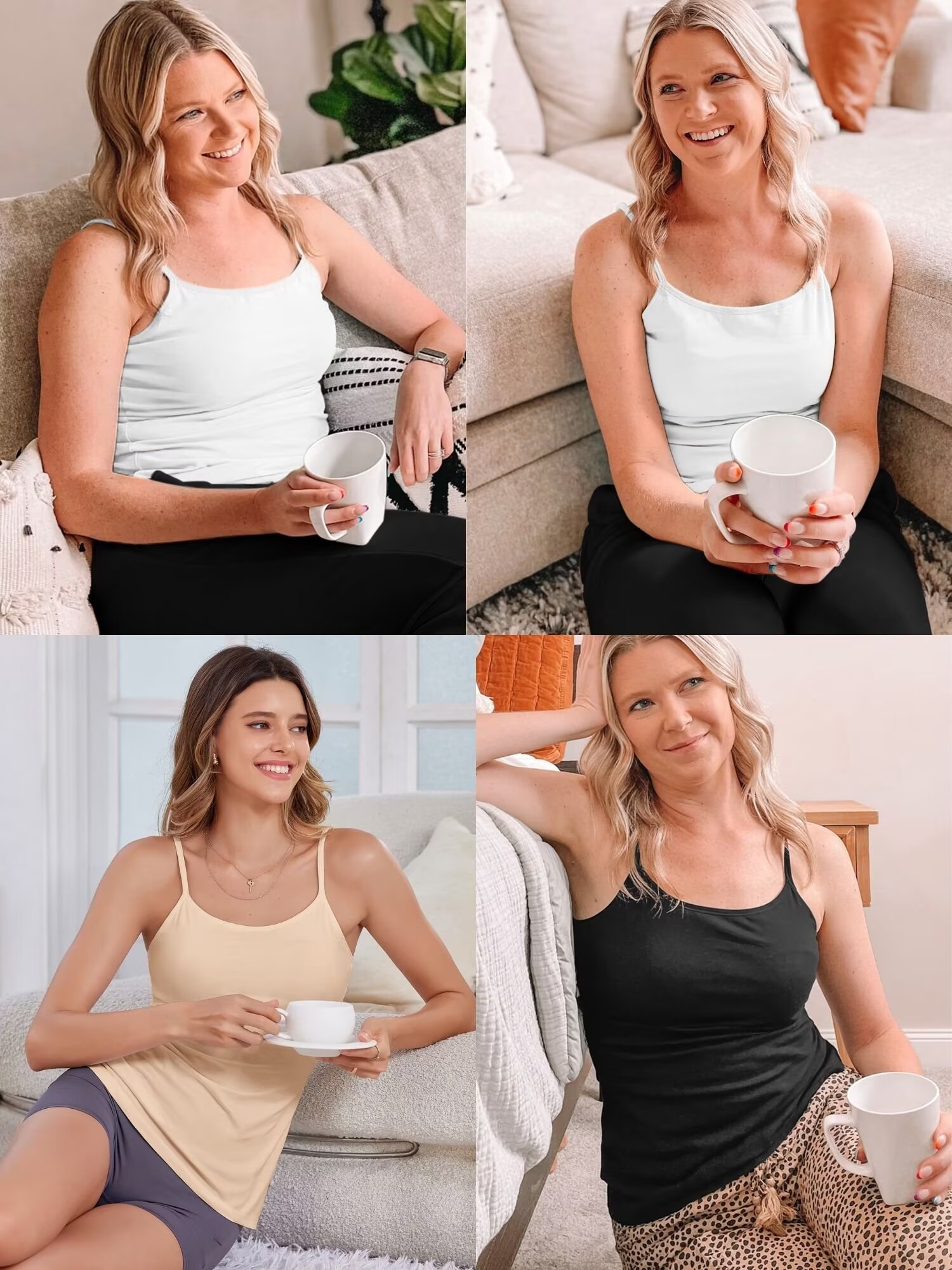 Charmo Women's 3-Pack Cotton Scoop Neck Tank Top with Shelf Bra photo 8