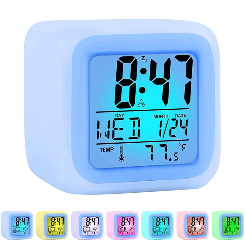7 Color LED Change Digital Glowing Alarm Clock Night Light for Bedroom Child HOT 