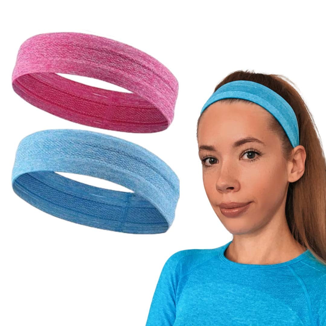 2 Pack Dark Blue Ladies Stretch Soft Waisted Head Band Hairband Sports Yoga Gym 