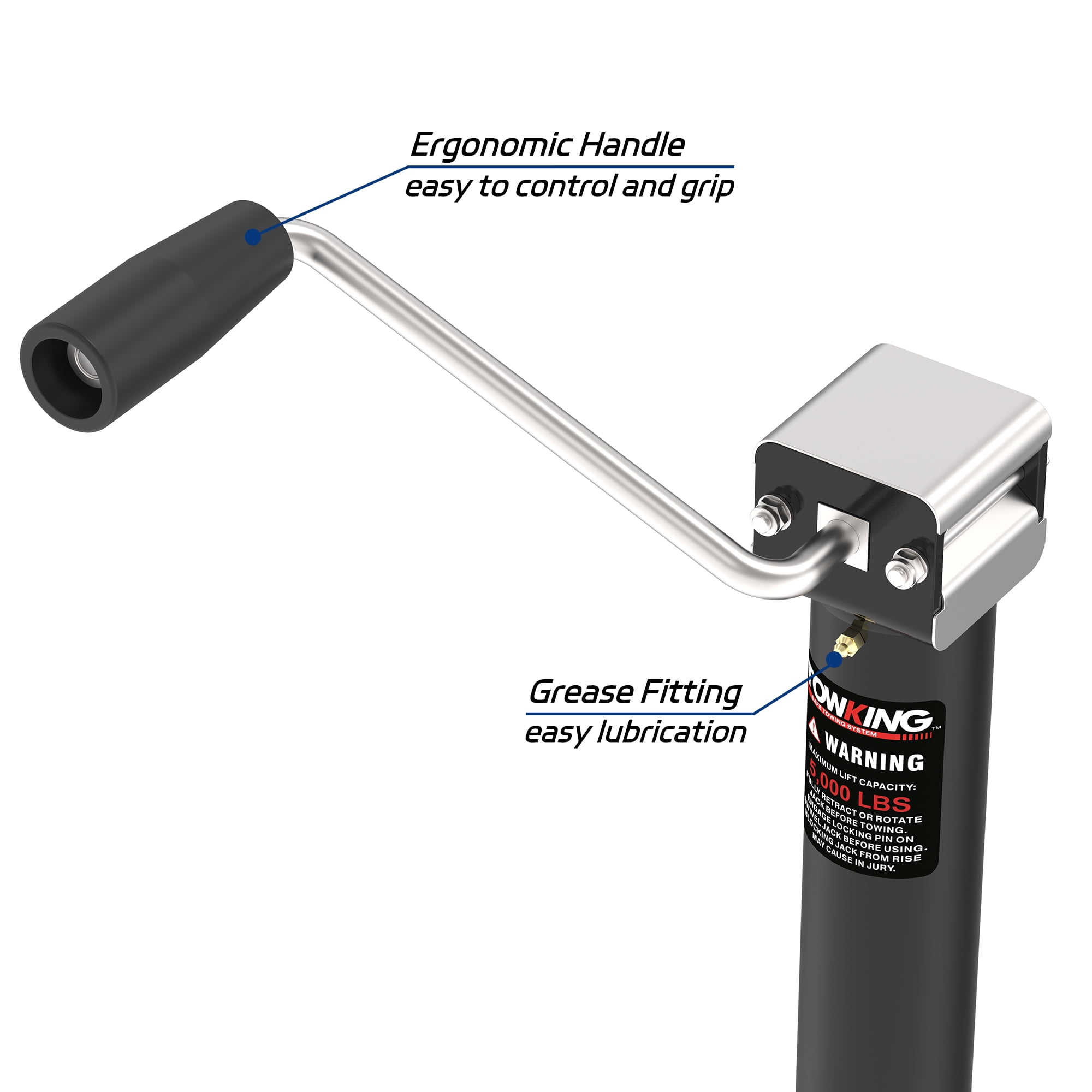 STORKING 5000 lbs 15" Lift Side Wind A Frame Trailer Jack with Adjustable Drop Leg