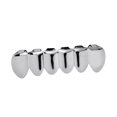 thumbnail image 2 of Langgg Grills Hip Hop Upper Lower 6 Teeth Caps Halloween Cosplay Silver Bottom, 2 of 7