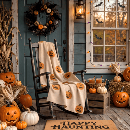 Guvpev Halloween Flannel Throw Blanket, 39.4" x 27.6" Soft Plush 3D Pumpkin Printed Decorative Blanket for Couch, Bed, Travel, Living Room, Cozy Fall Holiday Home Accent