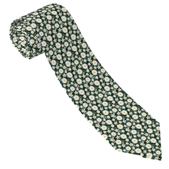 Xecao White Daisies and Bee Print Tie For Men Necktie Woven Jacquard Neck Ties,Classic Men's Tie