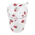 thumbnail image 1 of Chiciris Taza de Vidrio Con Patrón de Fresa, Resistente al Calor, Taza de Jugo de Café con Tapa de Paja, Capacidad de 300ml para batido, Seguro para microondas, 1 of 7