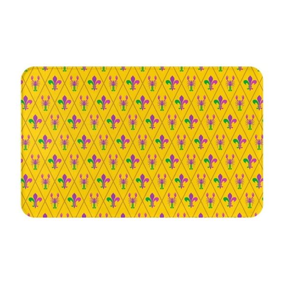 Bathroom Rugs Non Slip Washable - Crayfish Fleur de lis Kitchen Mats for Floor, Area Rugs for Entryway Rugs Indoor, Laundry Bathroom Room Door Rug with Rubber Backing 20x31.5in