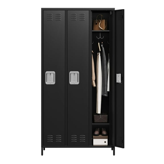 Danolapsi 3 Doors Steel Storage, Metal Locker for School Office Gym Bedroom, 72 Inch Locker Cabinet for Employees,Industrial Storage Locker with 3 Shelves, Assembly Required