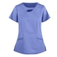 thumbnail image 1 of Snoarin Été Plus Size Blouse for Women Manches Courtes Col Rond Tops Travail Uniforme Couleur Unie avec Poches Blouse Work Uniformes for Women sur Dégagement, 1 of 3