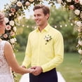 thumbnail image 6 of HISDERN Yellow Button Down Shirts for Men Casual Long Sleeve Shirt for Wedding & Business, 6 of 14