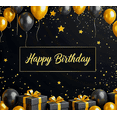 thumbnail image 3 of Black Gold Themed Happy Birthday Banner with Balloon Star Elements Party Supplies Birthday Decoration Photography Props Backdrop Decorations, 3 of 7