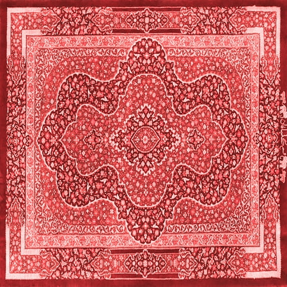 Ahgly Company Indoor Square Medallion Red Traditional Area Rugs, 8' Square